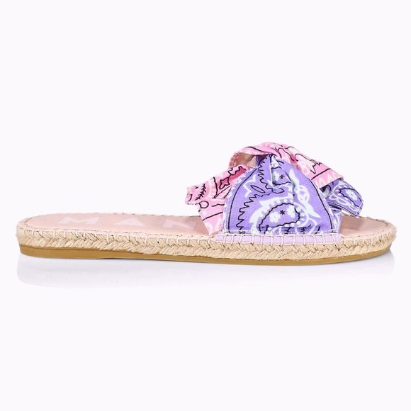 Bow Bandana-Print Canvas Espadrille Slides - Picture 1 of 4
